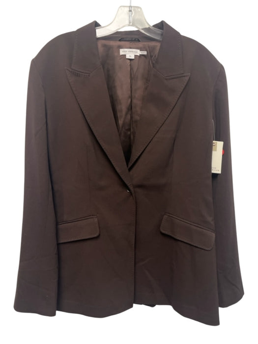 Good American Size XL Brown Polyester & Viscose Single Button Flap Pocket Jacket Brown / XL