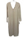Stateside Size L Cream Acetate & Viscose Velvet V Neck Long Sleeve Midi Dress Cream / L