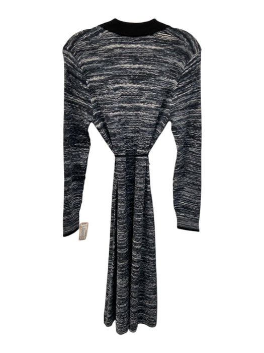 Margaret O'leary Size S Black, Blue, White Viscose & Polyester Collar Knit Dress Black, Blue, White / S