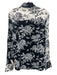 Cino Size XL Blue & Black Cotton Long Sleeve Abstract Floral Buttons Collar Top Blue & Black / XL