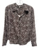 Margaret O'leary Size XS Brown & White Cotton Long Sleeve Floral Print Top Brown & White / XS