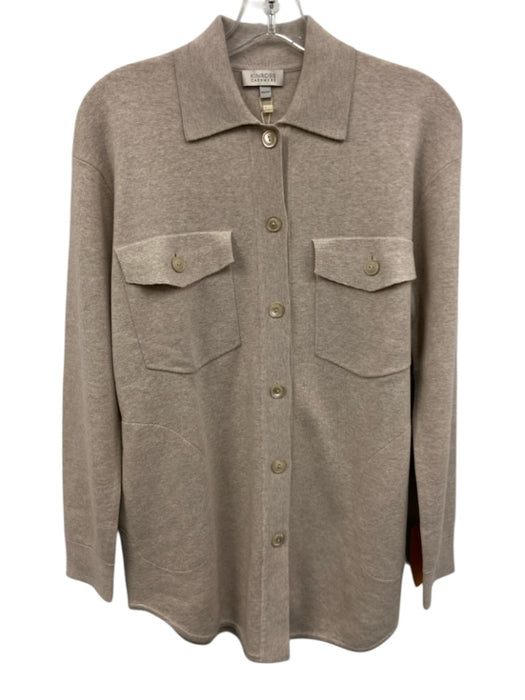 Kinross Size XS Beige Cotton & Polyamide Long Sleeve Buttons Collar Cardigan Beige / XS