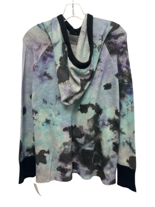 Brodie Size L Blue, Purple & Black Cashmere Hood Tie Dye Knit Sweater Blue, Purple & Black / L
