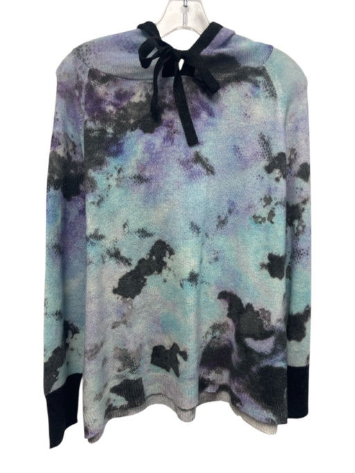 Brodie Size L Blue, Purple & Black Cashmere Hood Tie Dye Knit Sweater Blue, Purple & Black / L