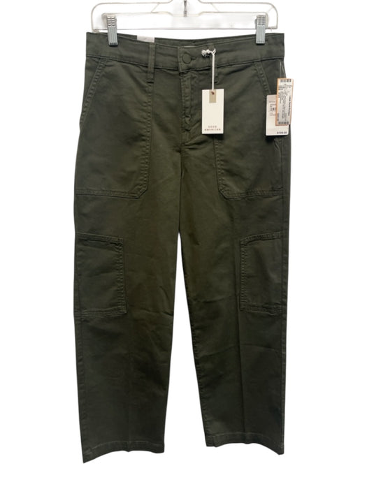 Good American Size 0/25 Army Green Cotton & Elastane High Rise Patch Pants Army Green / 0/25