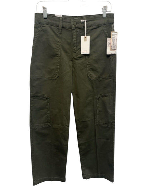 Good American Size 0/25 Army Green Cotton & Elastane High Rise Patch Pants Army Green / 0/25