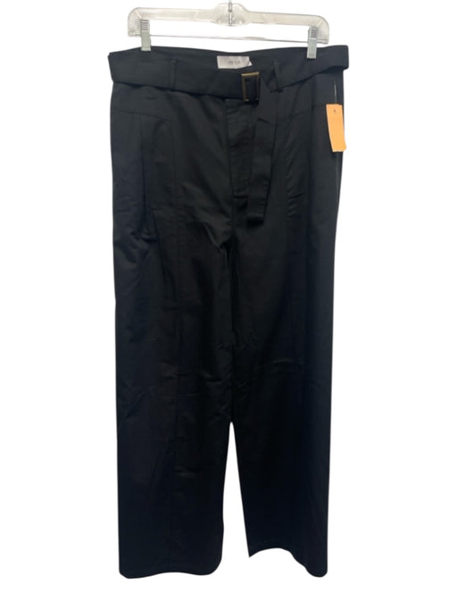 Greylin Size L Black Cotton & Tencel High Rise Zip Fly Wide Leg Belt Pants Black / L