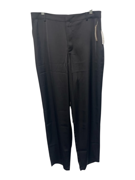 Good American Size 14/32 Black Polyester Satin Zip Fly Straight Leg Pants Black / 14/32