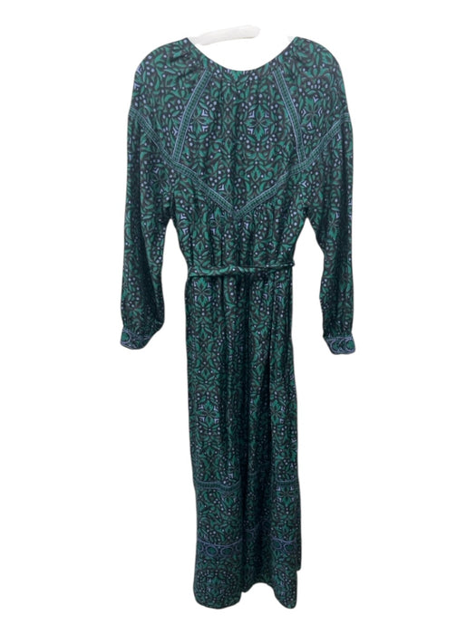 XiRENA Size Large Greenl, Lavender & Black Cotton Blend Leaves & Abstract Dress Greenl, Lavender & Black / Large