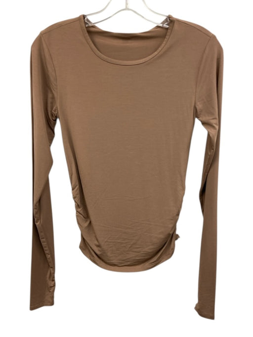 Splendid Size S Brown Modal Blend Long Sleeve Gathered Detail Stretch Top Brown / S