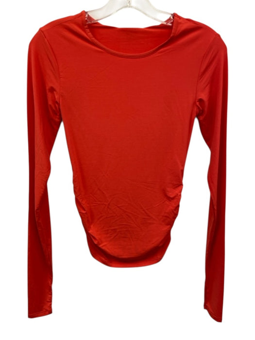 Splendid Size XS Red Orange Modal Blend Long Sleeve Gathered Detail Stretch Top Red Orange / XS
