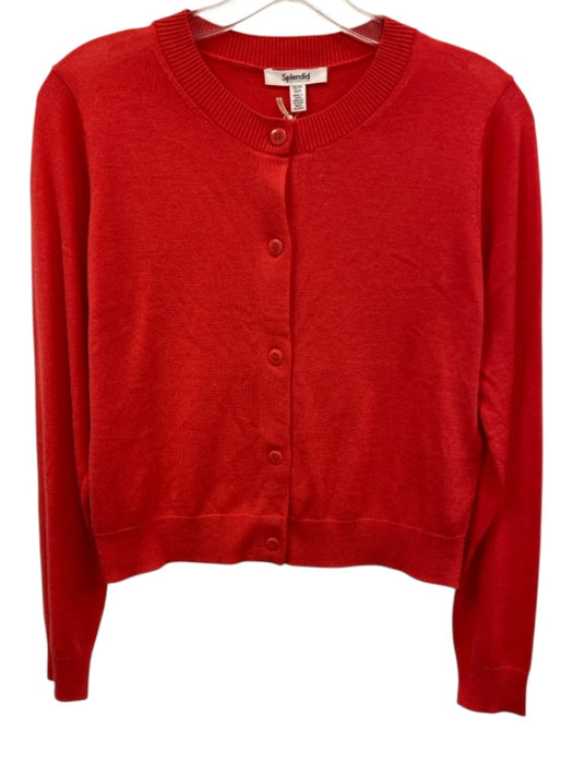 Splendid Size XS Red Orange Viscose Blend Long Sleeve Buttons Cardigan Red Orange / XS