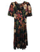 Ted Baker Size 2 Brown, Black & Multi Polyester Semi Sheer Floral Maxi Dress Brown, Black & Multi / 2