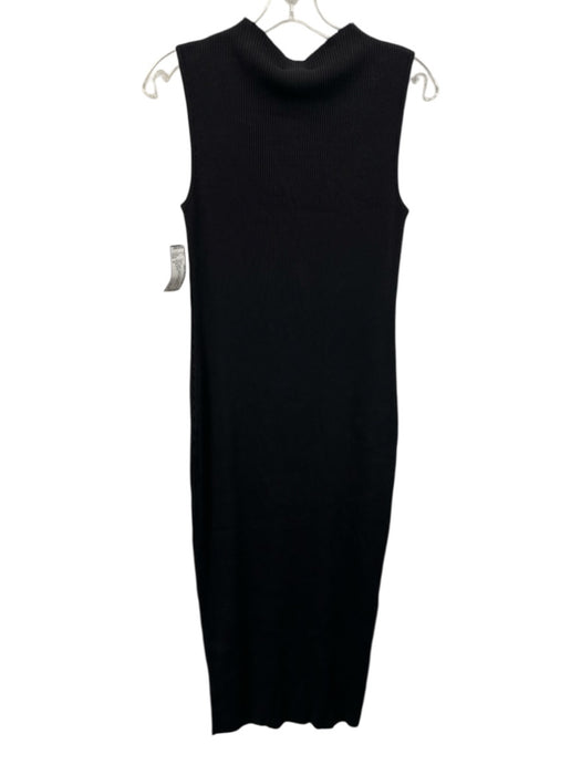 Le AL.X Size S Black Cotton Blend Ribbed Sleeveless Wide Neck Sheath Dress Black / S