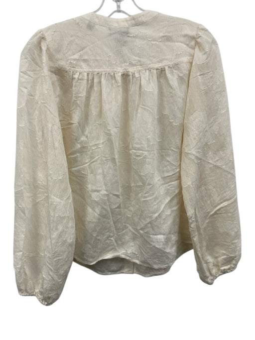 Ted Baker Size S Cream Viscose Blend Long Balloon Sleeve Floral Top Cream / S