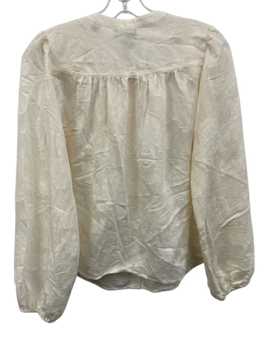 Ted Baker Size S Cream Viscose Blend Long Balloon Sleeve Floral Top Cream / S