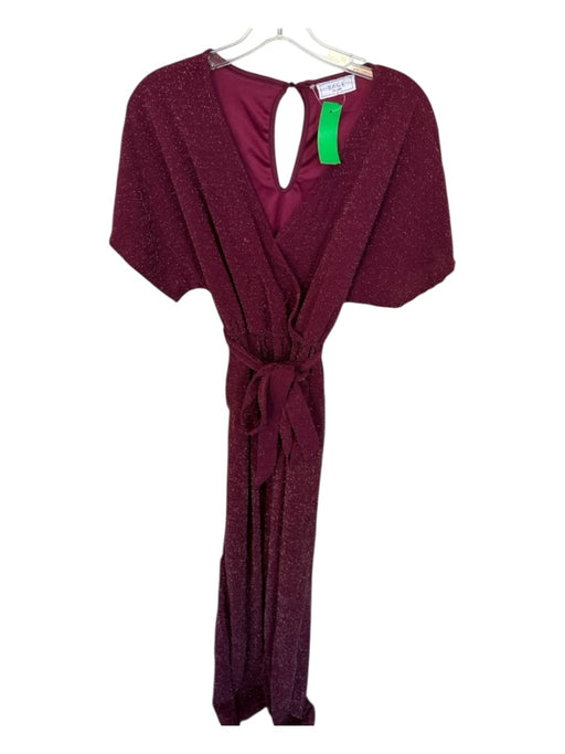 Sage the Label Size S Maroon Cap Sleeve Metallic Elastic Waist Jumper Maroon / S