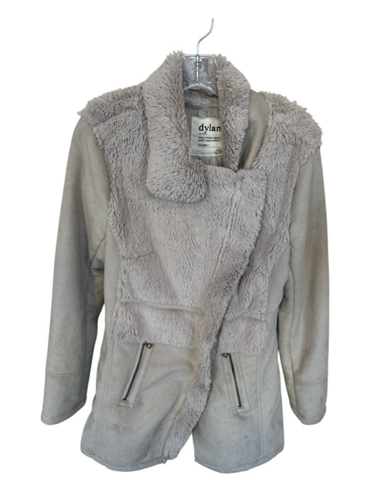 Dylan Size Est M Gray Vegan Suede Faux Fur Zip Close Coat Gray / Est M