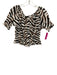 J Crew Size S Brown & White Cotton Half Sleeve Zebra Print Wide Neck Top Brown & White / S