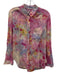 Anthropologie Size S Pink, Blue, Yellow Cotton Long Sleeve Tie Dye Collar Top Pink, Blue, Yellow / S