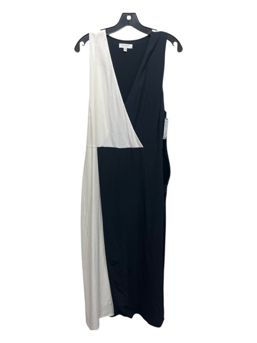 Equipment Size 10 Navy & Cream Viscose Sleeveless Colorblock Side Zip Dress Navy & Cream / 10