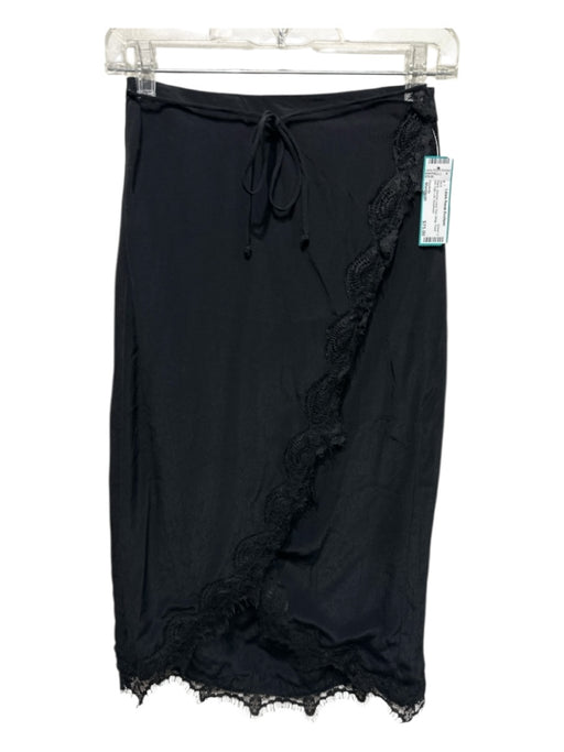 Cleobella Size Medium Black Viscose Lace Trim Wrap Front Slit High Low Skirt Black / Medium