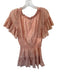 Anna Cate Size S Peach & Rose Gold Cotton Short Sleeve Striped Metallic Dress Peach & Rose Gold / S