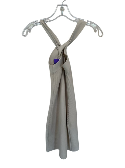Babaton Size XXS Ivory Nylon Blend Ribbed Halter Neck Mini Dress Ivory / XXS