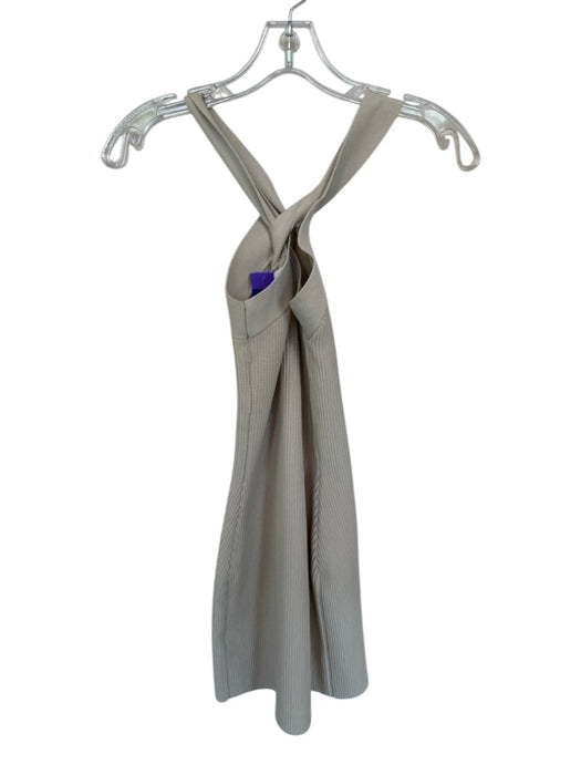 Babaton Size XXS Ivory Nylon Blend Ribbed Halter Neck Mini Dress Ivory / XXS