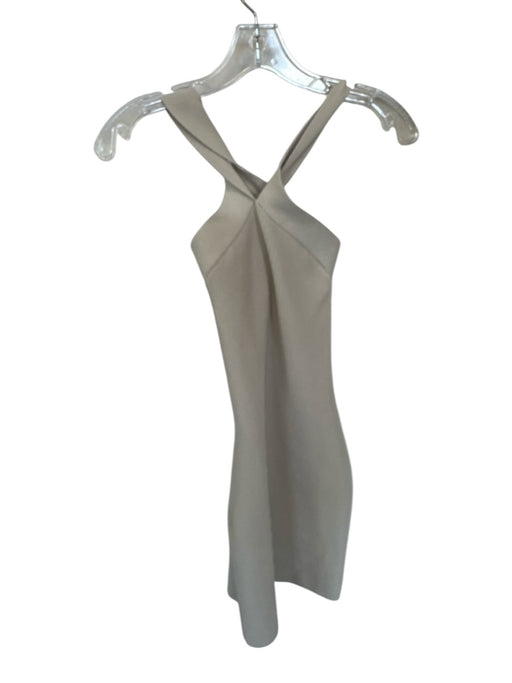 Babaton Size XXS Ivory Nylon Blend Ribbed Halter Neck Mini Dress Ivory / XXS