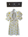 For Love & Lemons Size XS Cream & Yellow Linen Blend Puff Sleeves Dress Cream & Yellow / XS