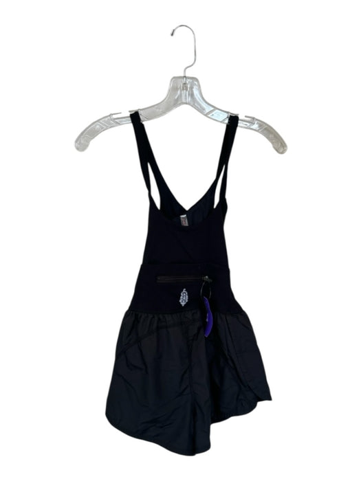 FP Movement Size XS Black Polyester Blend Built in bra Cross Back pocket Romper Black / XS