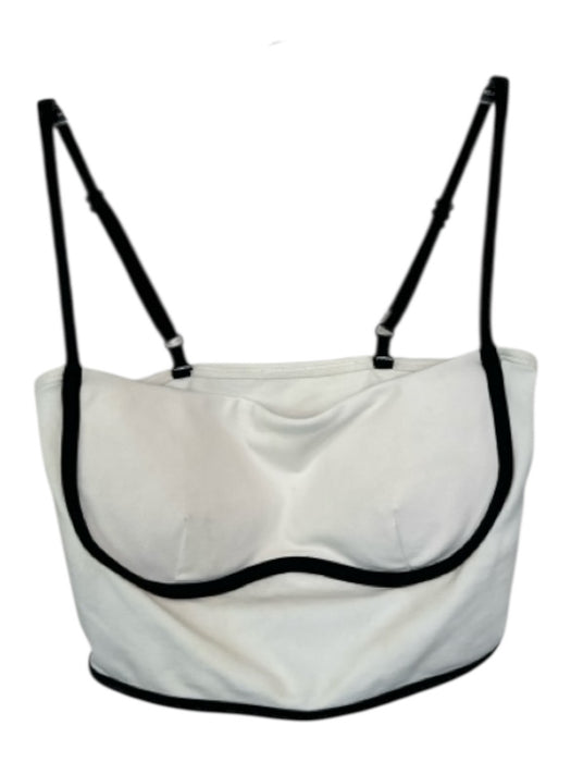 Alo Size Est XS White & Black Spaghetti Strap Black Trim Padded Athletic Top White & Black / Est XS
