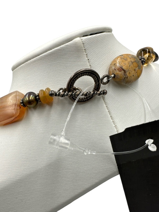 No Brand Brown, Yellow & Silver Silver Tone Metal Agate Quartz Necklace Brown, Yellow & Silver
