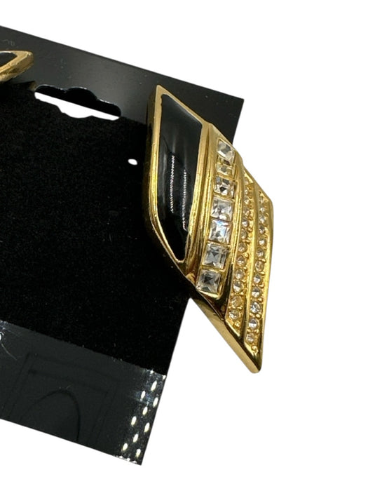 Christian Dior Gold, Clear & Black Gold Tone Metal Crystals Stud Earrings Gold, Clear & Black