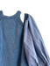 Free People Size S Blue Ramie Blend Chambray Puff Sleeve Cold Shoulder Sweater Blue / S