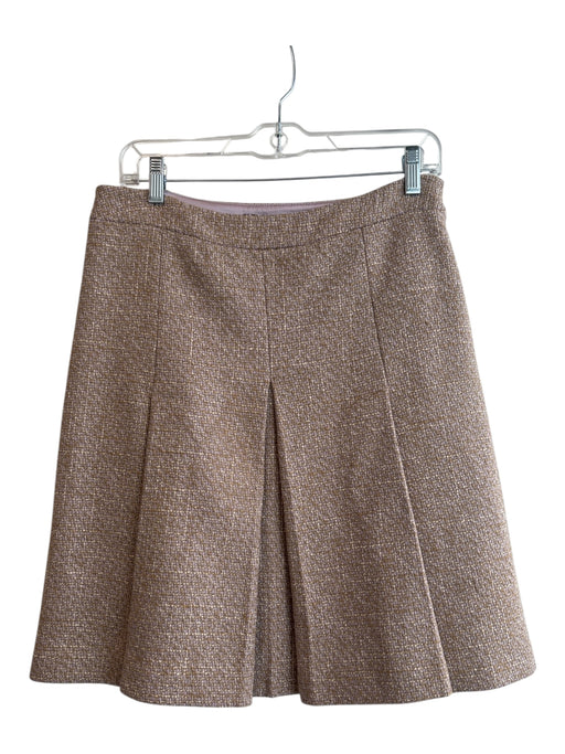 Elie Tahari Size M Tan & Lavender Tweed Pleated Side Zip Above Knee Skirt Tan & Lavender / M