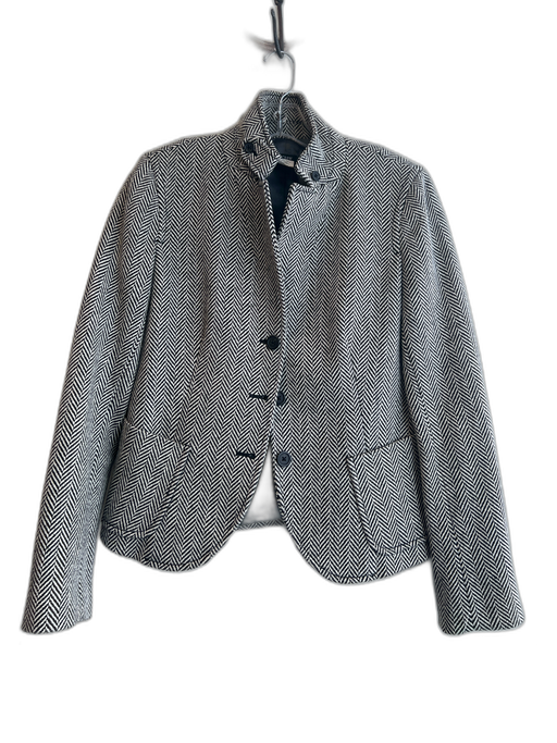 J. Crew Size S Black & White Wool Blend Herringbone Single Breasted Jacket Black & White / S