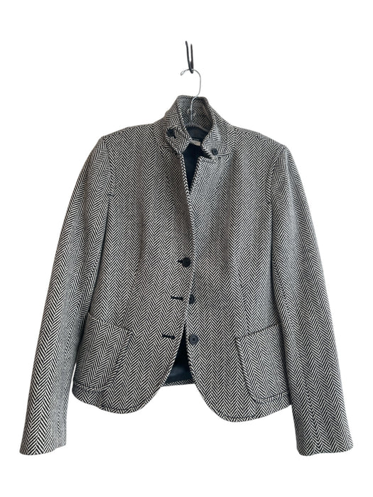 J. Crew Size S Black & White Wool Blend Herringbone Single Breasted Jacket Black & White / S