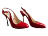Prada Shoe Size 37 Red Patent Leather silver tone hardware Almond Toe Pumps Red / 37