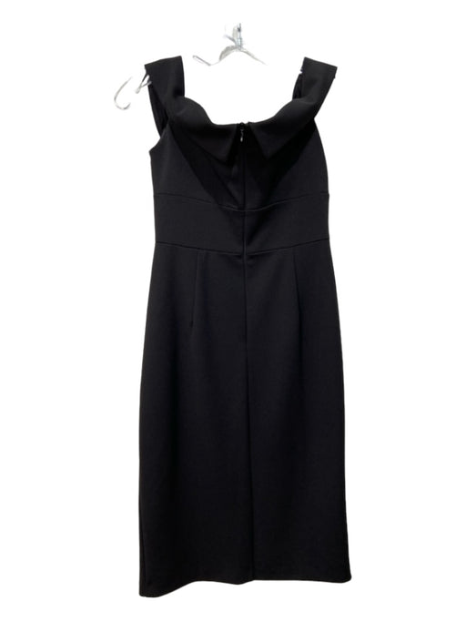 Aidan Aidan Mattox Size 4 Black Polyester Blend Off Shoulder Surplice Slit Dress Black / 4