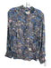 Zadig & Voltaire Size S Blue Beige Pink Viscose Floral Paisley Button Front Top Blue Beige Pink / S