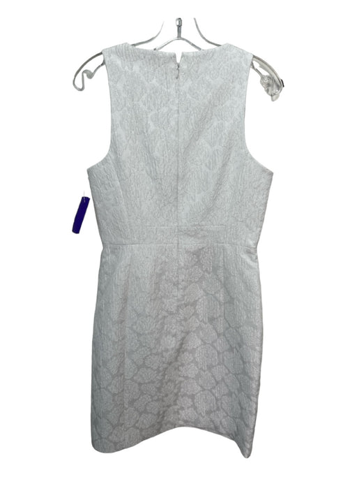 4C Size 6 White & Silver Polyester Blend Floral Jacquard Sleeveless Dress White & Silver / 6