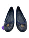 Tory Burch Shoe Size 5 Navy Leather round toe Closed Heel Gold Logo Bow Flats Navy / 5