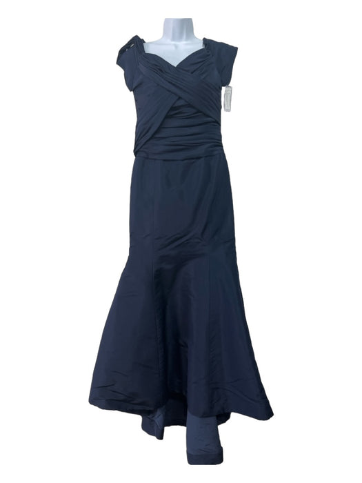 Carolina Herrera Size 4/6 Navy Silk Taffeta Cap Sleeve Criss Cross Gown Dress Navy / 4/6