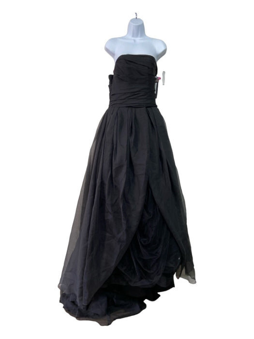 Vera Wang White Size 6 Black Polyester Organza Tulle Strapless Gown Dress Black / 6