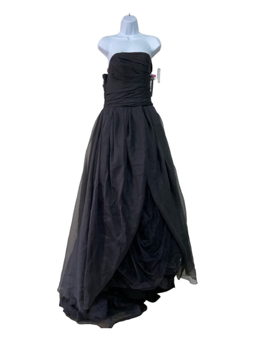 Vera Wang White Size 6 Black Polyester Organza Tulle Strapless Gown Dress Black / 6