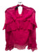 Intermix Size P Fuschia Pink Silk Front Keyhole Ruffle Trim Long Sleeve Top Fuschia Pink / P