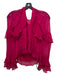 Intermix Size P Fuschia Pink Silk Front Keyhole Ruffle Trim Long Sleeve Top Fuschia Pink / P