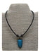 Brown & Blue Stone Leather Carved Arrowhead Pendant Braided Necklace Brown & Blue